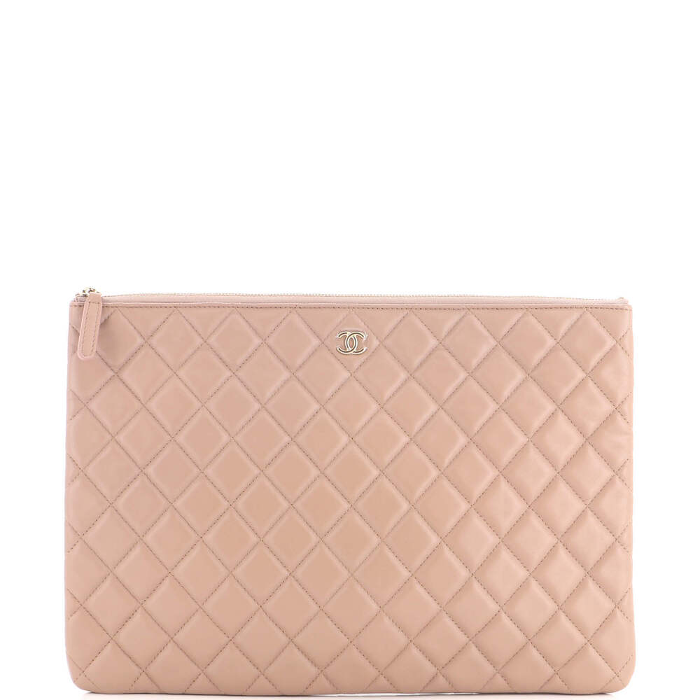 Chanel Large O Case Clutch Quilted Lambskin